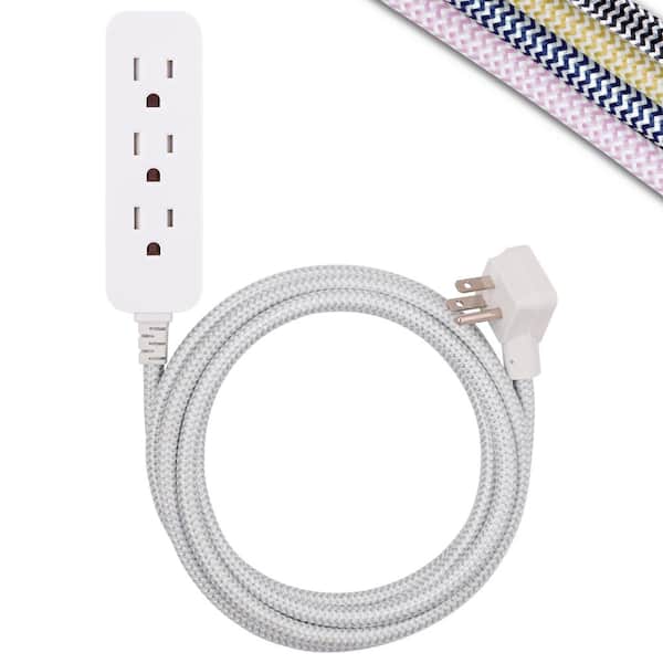 Cordinate 10 ft. 16/3 Designer 3-Outlet Extension Cord, White