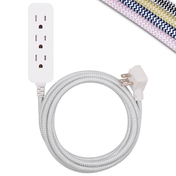 Cordinate 10ft. 3-Outlet Extension Cord, White/Gray – 39624 