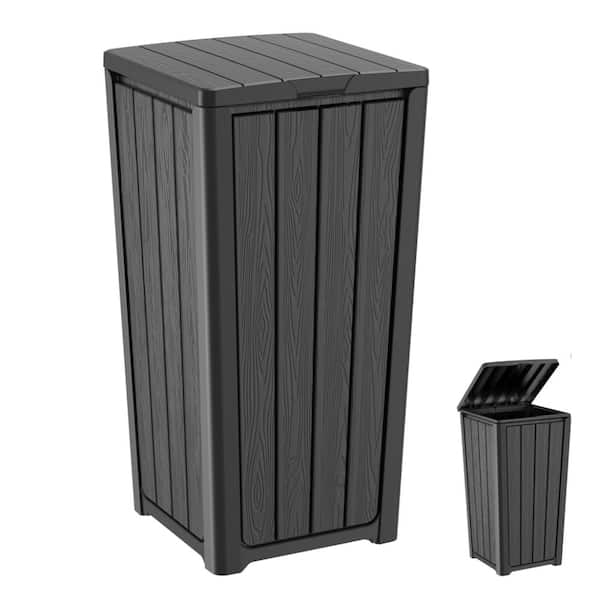 32 Gal. Black Outdoor Trash Can with Lid, Garbage Can for 30 to 33 Gallon Trash Bags