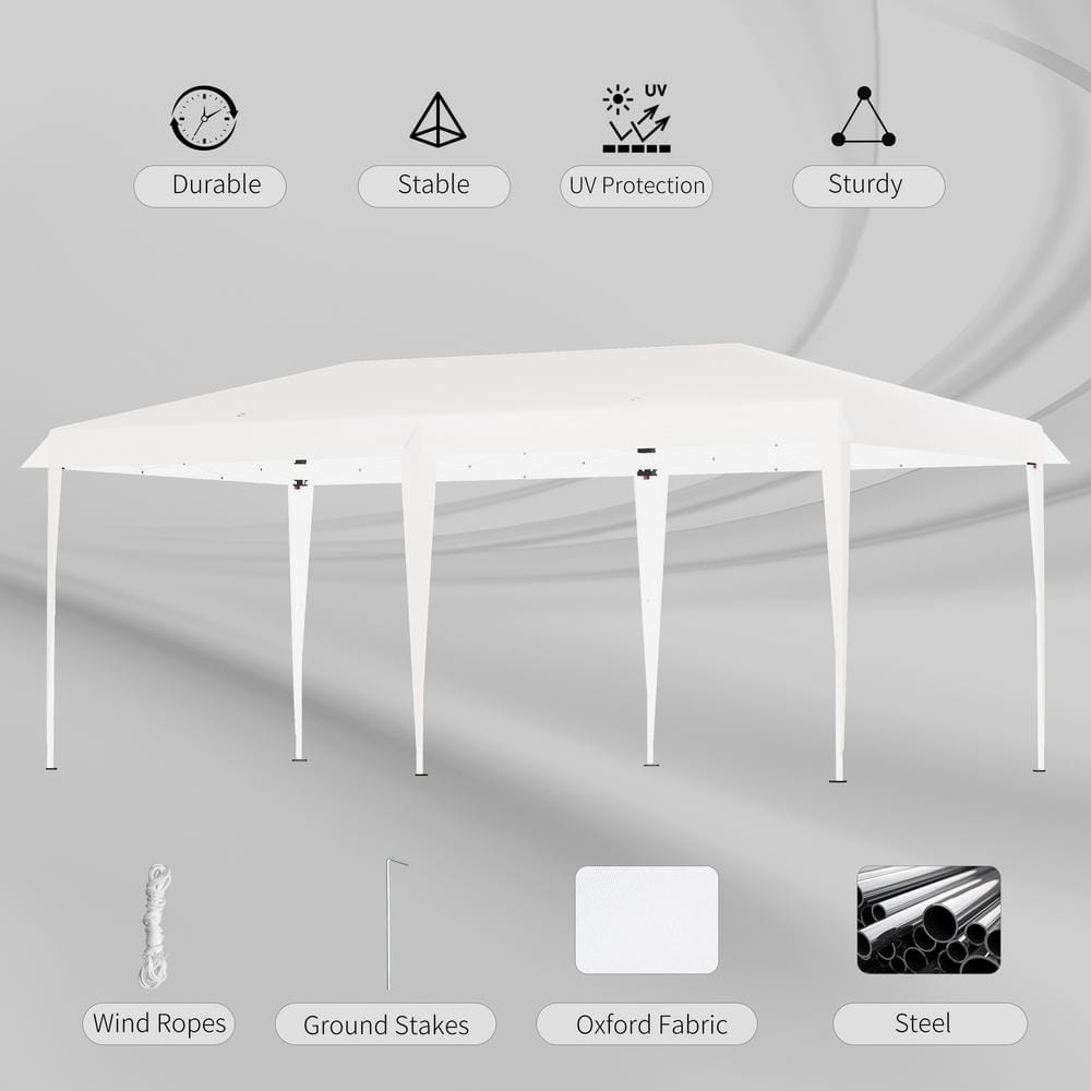 19 Ft. White Steel UV Resistant Pop-Up Canopy Tent