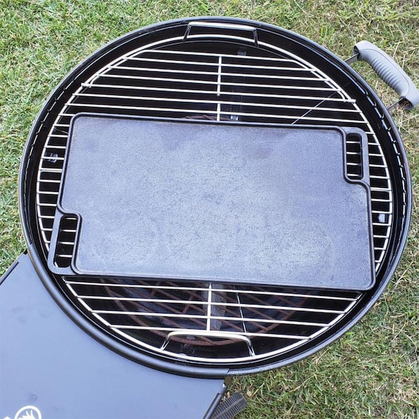 GasSaf Cast Iron Reversible Griddle, Double Sided Grill Pan Perfect for Stove  Tops and Gas Grills, 10 Inch x 10 Inch 