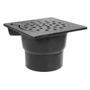 12 in. x 12 in. x 4 in. Inside Caulk Cast Iron Bell Trap with Hinged Lid