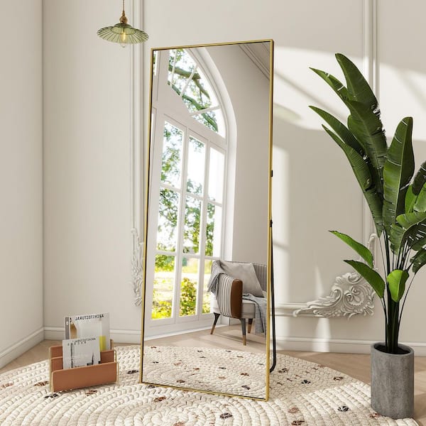 GOLD 24 in. W x 65 in. H Rectangle Aluminum Alloy Full Length Standing Mirror