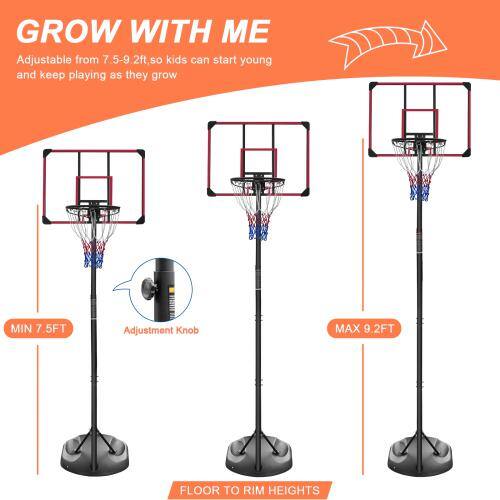 Adjustable Red Polycarbonate 32" Portable Basketball Hoop