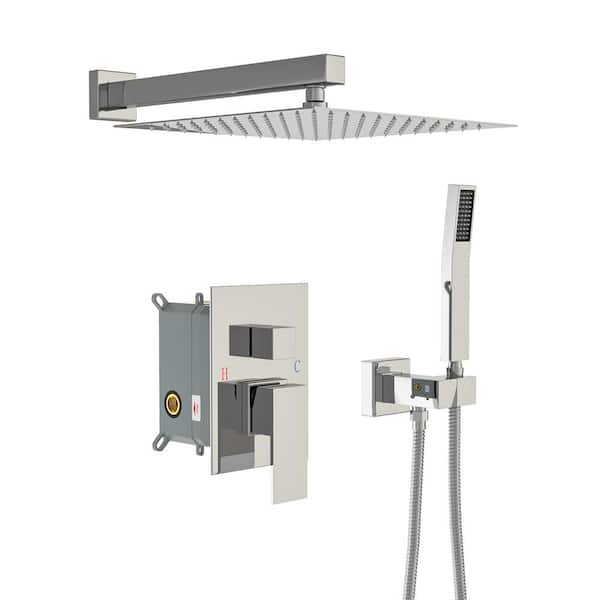 LORDEAR 2-Spray Patterns with 1.8 GPM 10 in. Wall Mount Dual Shower Heads in Chrome