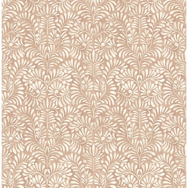 A-Street Prints Elma Rust Red Fiddlehead Textured Paper Non-Pasted Wallpaper
