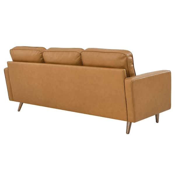 Jayden Creation Nuria 87 in. Wide Beige Leather Sofa with Removable Back Cushions