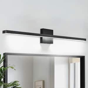 31. 5 in. 1-Light Cold Light Black Integrated LED Vanity Light for Bathroom Mirror