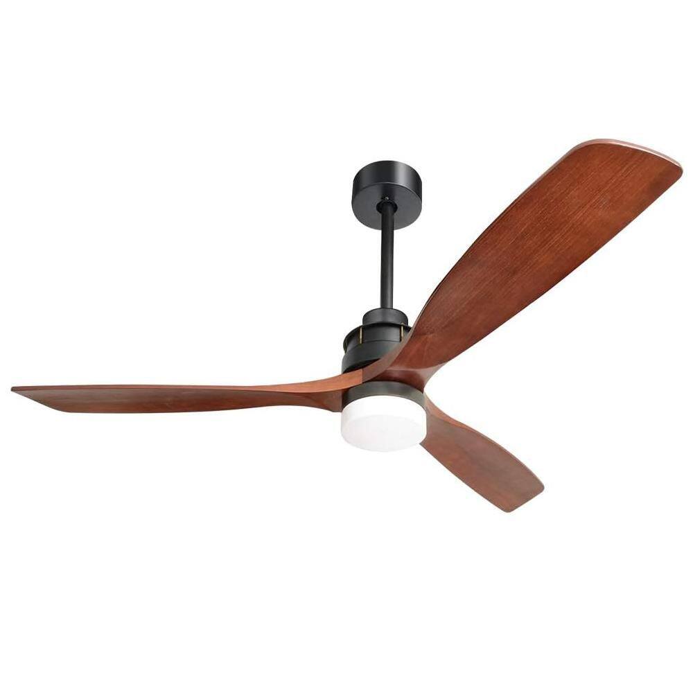60 in. Indoor 3 Solid Wood Blade DC Motor Black Ceiling Fan Decorate for th