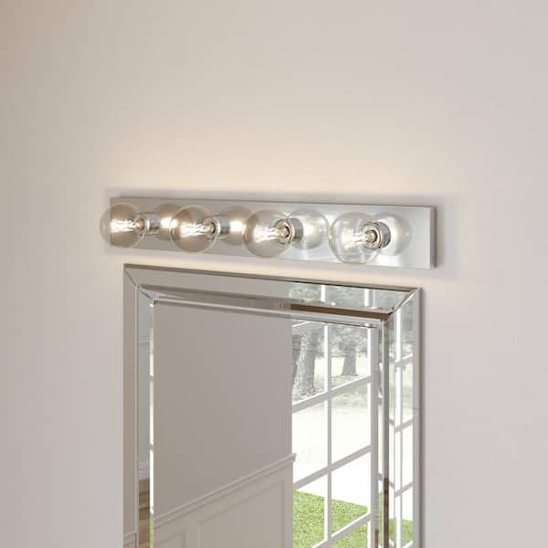 Broadway Collection 4-Light Polished Chrome Traditional Bath Vanity Light