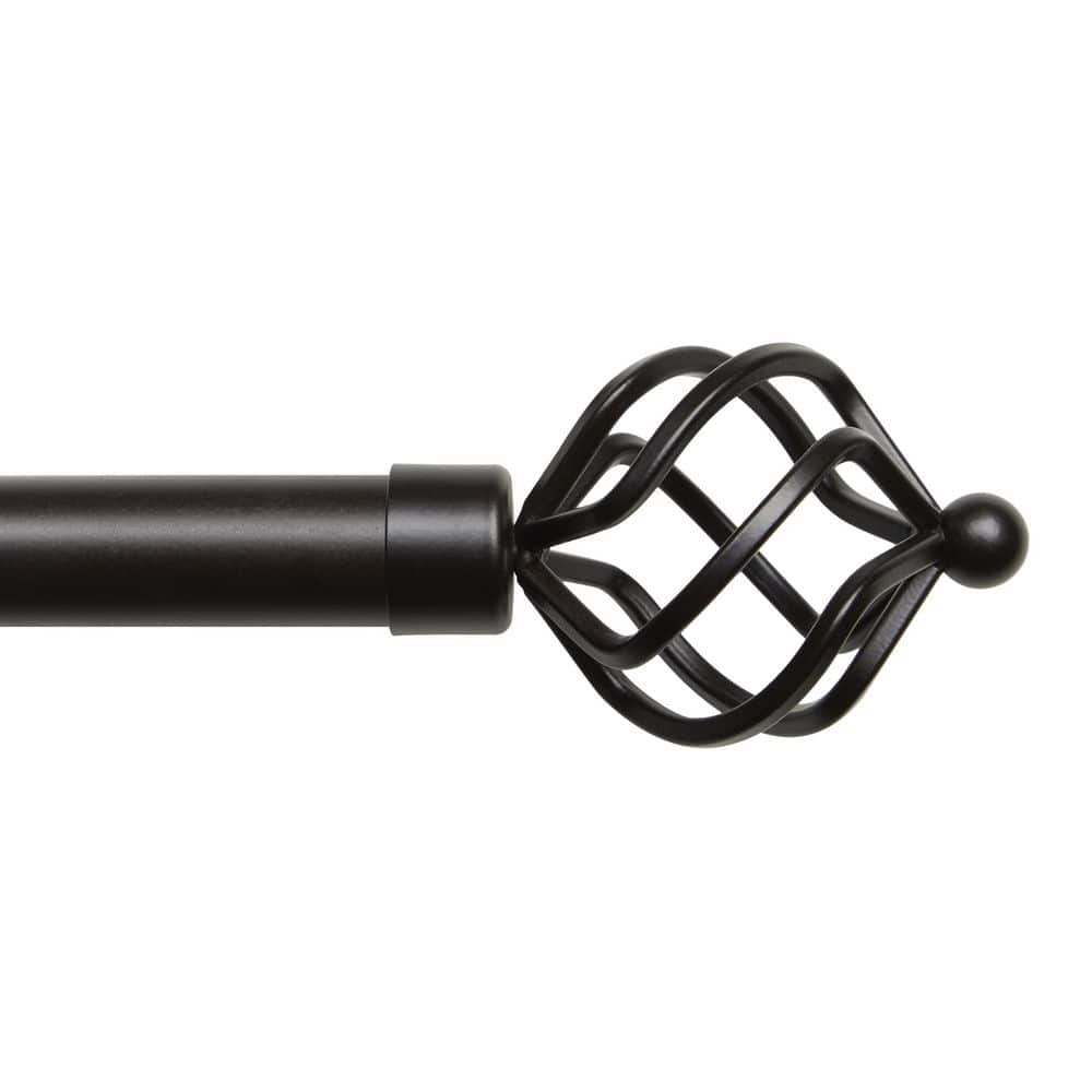 Matte Bronze Adjustable Curtain Rod with Twisted Finial