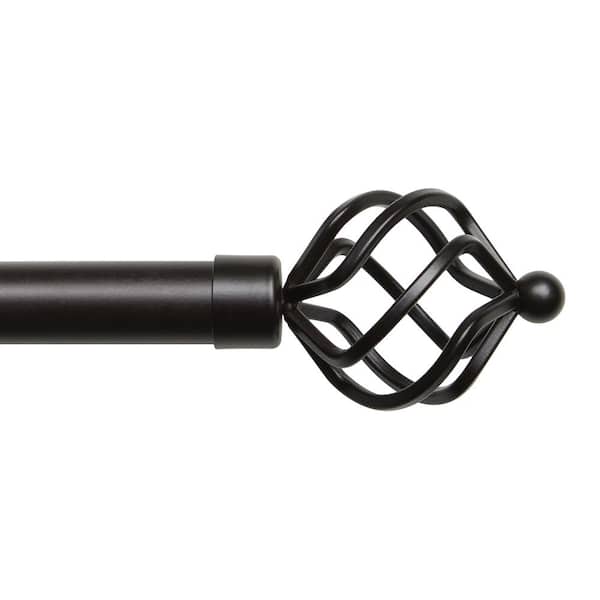 EXCLUSIVE HOME Torch 66 in. - 120 in. Adjustable 1 in. Single Curtain Rod Kit in Matte Bronze with Finial