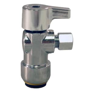 1/2 in. Chrome-Plated Brass Push-To-Connect x 1/4 in. Compression Quarter-Turn Angle Stop Valve