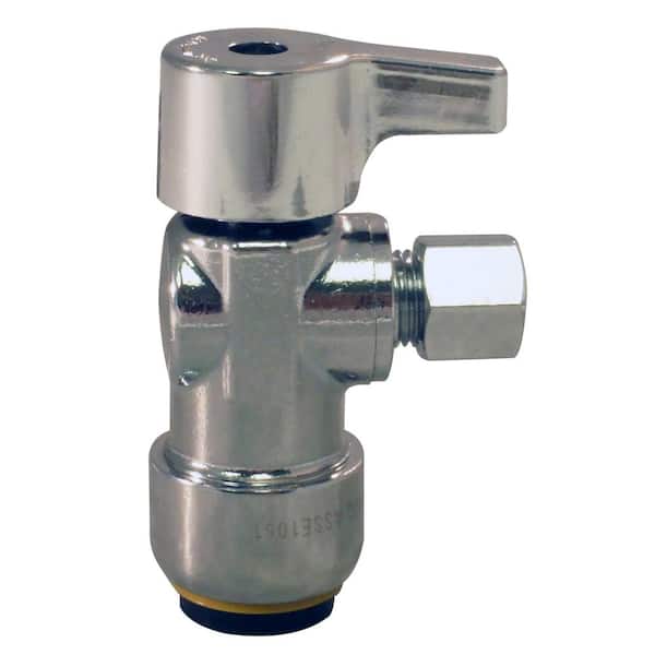 Tectite 1/2 in. Chrome-Plated Brass Push-To-Connect x 1/4 in. Compression Quarter-Turn Angle Stop Valve