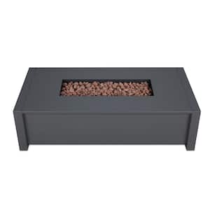 Keenan 52 in. W x 26 in. D Outdoor Aluminum Liquid Propane Fire Table in Grey with Protective Cover