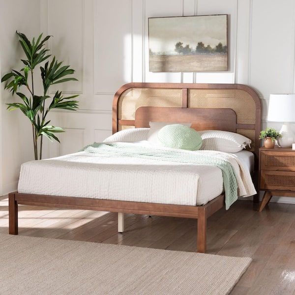 Raewyn Walnut Brown Wood Frame Queen Platform Bed