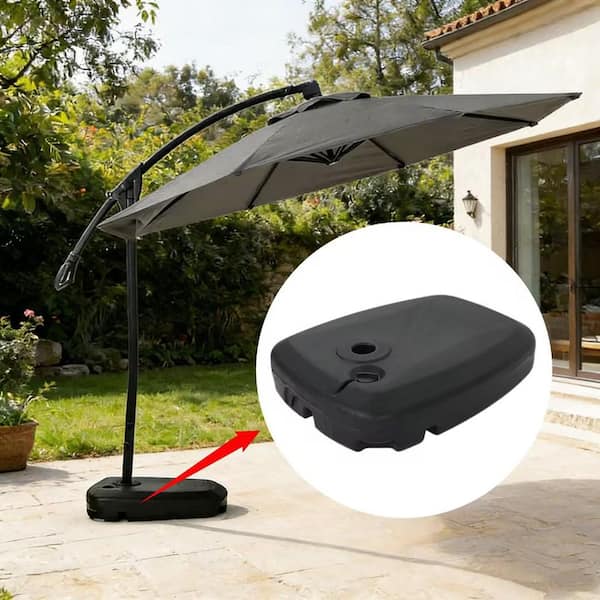 at home patio umbrella base SIESTA Irregular Dual-Weight Adjustable Weather-Resistant Plastic Patio  Umbrella Base in Dark Gray ZN-3636