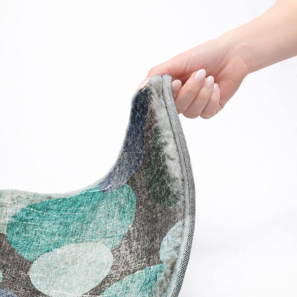 Dream Shag Premium Machine Washable Abstract ADS556 Teal 10 ft. x 14 ft. Area Rug