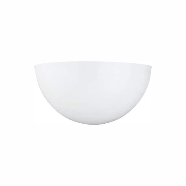 Generation Lighting Neva 11 in. 1-Light White Transitional ADA Compliant Integrated LED Wall Sconce Vanity Light with Smooth White Glass