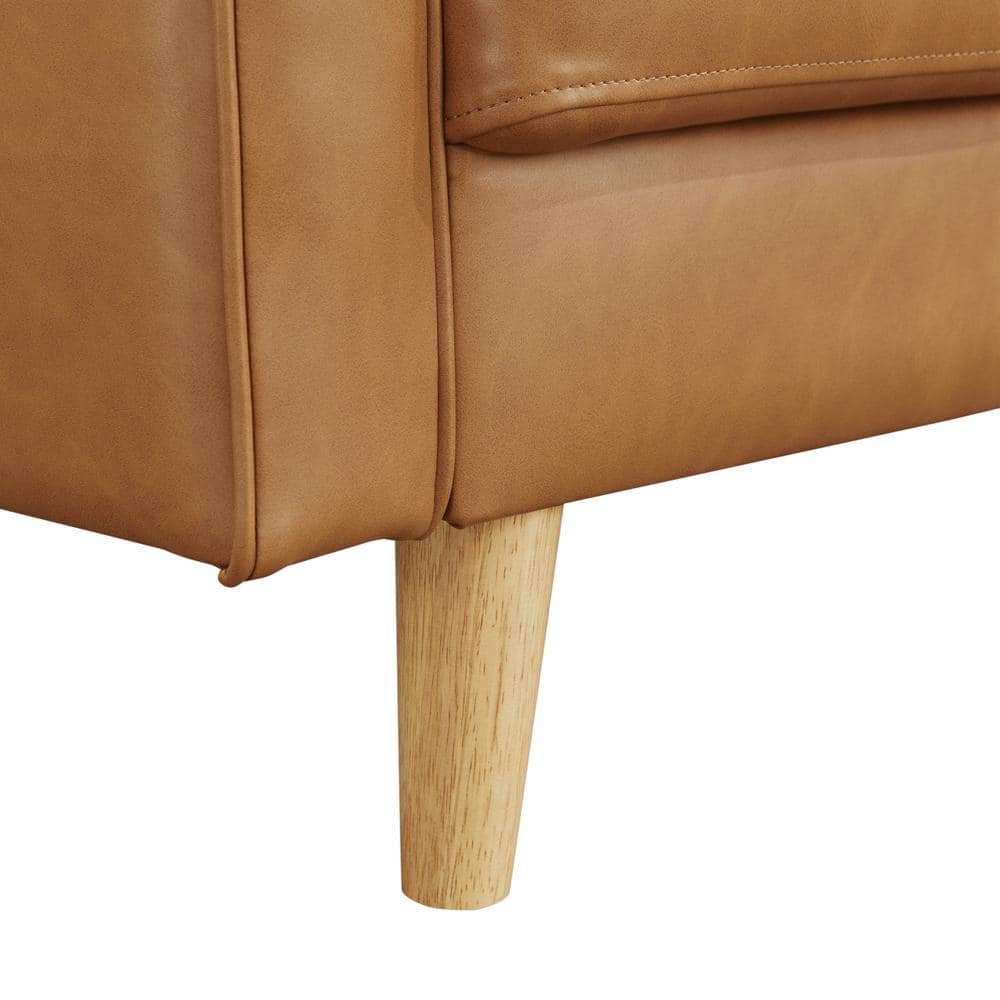 Carmel Tufted Faux Leather Sofa Chaise with Ottoman