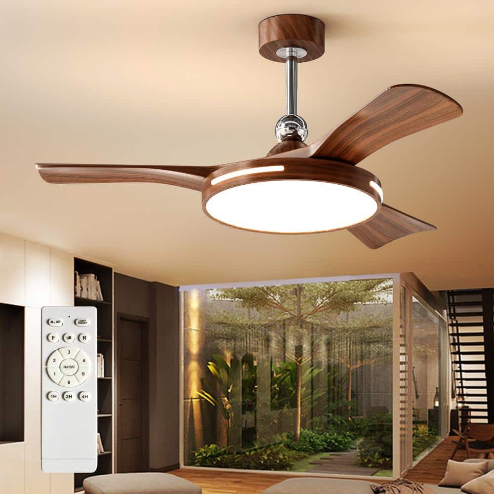 42 in. Walnut Housing Walnut 3-Blade Downrod Mounted Fandelier Ceiling Fan with LED Light and Remote for Living Room price history on PriceWatchPro