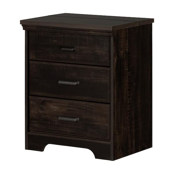 South Shore Versa Rubbed Black 23 in Nightstand