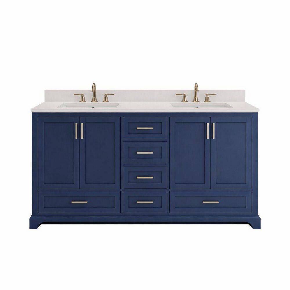 Maya 60 in. Double Sink Freestanding Navy Blue Bath Vanity with White Quartz Top Assembled price history on PriceWatchPro