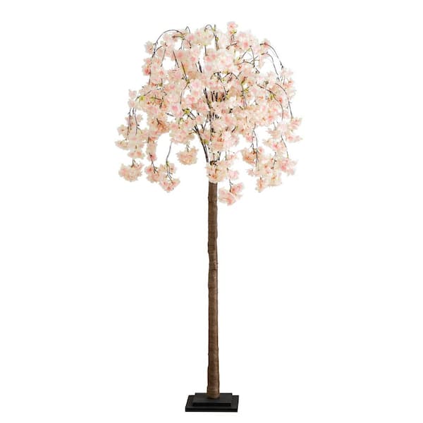 Nearly Natural 5 ft. Lighted Artificial Cascading Cherry Blossom Tree with 320 Warm White LED Lights