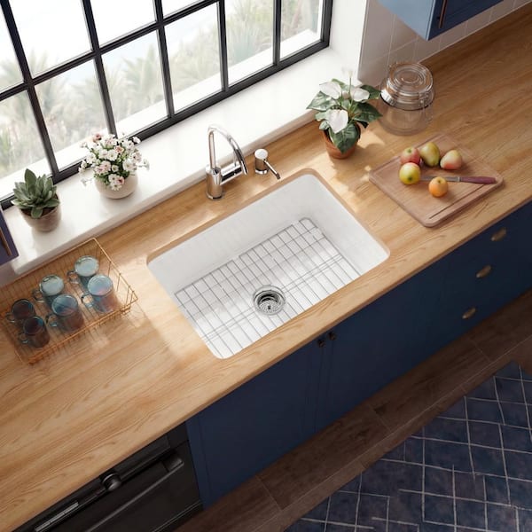 Kuomih 27 in. Fireclay Kitchen Sink Drop-in/Undermount Dual Mount