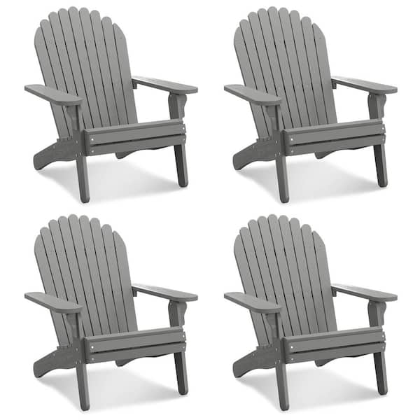 DEXTRUS Gray Weatherproof Outdoor Patio Folding Adirondack Chair (4-Pack)