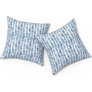 Outdoor Pillows for 18 in. x 18 in. Square Throw Pillows with Insert (Pack of 2) in Pebble Blue