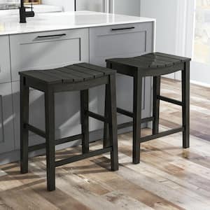 Whitcombe 24 in. Black Backless Wood Bar Stool (Set of 2)