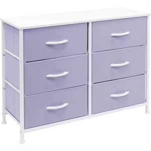 11.75 in. L x 31.5 in. W x 24.62 in. H 6-Drawer Purple Dresser Steel Frame Wood Top Easy Pull Fabric Bins