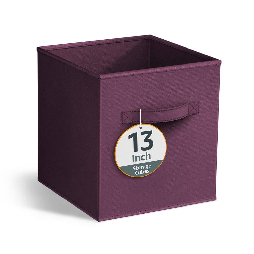 Large Storage Cubes w/ Handles, Purple 13 in. x 13 in. Fabric Decorative Ba