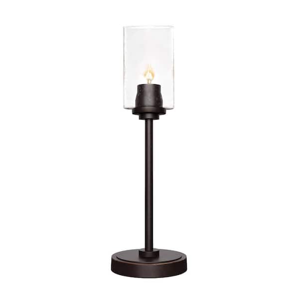 Unbranded Quincy 17.75 in. Dark Granite Accent Lamp with Clear BubbleGlass Shade