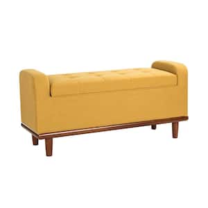 Christoph Mustard Upholstered Flip Top Storage Bench with Storage Space 46.2 in. W x 16.5 in. D x 21.7 in. H