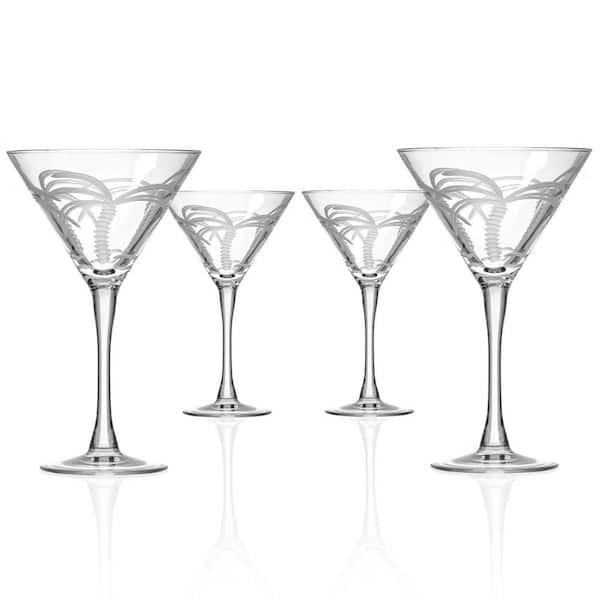 Rolf Glass Palm Tree 10 oz. Clear Martini (Set of 4)