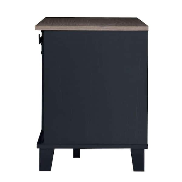 Unbranded - Austin 47.3 in. Walnut Wood Grain, Antique Black TV Stand with No Drawer Fits TV's Up to 60 in. with Shelves and Wheels