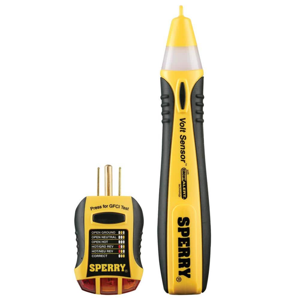 Sperry Instruments GFI6302 GFCI Outlet / Receptacle Tester Yellow & Black Standard 120V AC Outlets Home & Professional Use 7 Visual Indication / Wiring Legend 