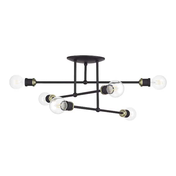 Livex Lighting Delacroix 28 in. 6-Light Bronze Semi Flush Mount