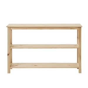 Rectangle Unfinished Natural Pine Wood X-Cross Console Table with 1-Shelf (48 in. L x 30 in. H x 14 in. D)