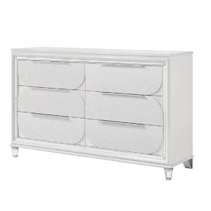 Tarian Pearl White Finish 6-Drawers 17.74 in. Wide Dresser