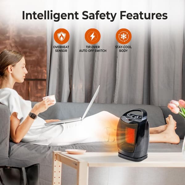 Comfort Zone 1500W 11 Black Indoor Electric Fan-Forced