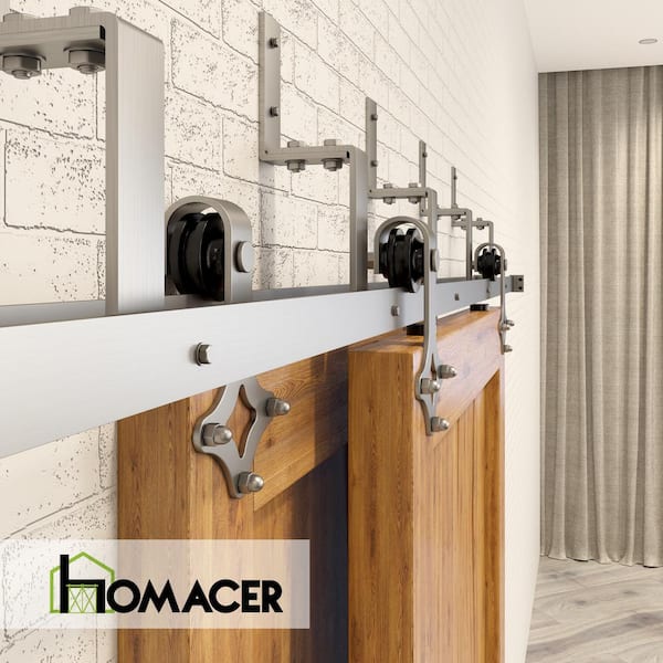 HOMACER 9 ft./108 in. Brushed Nickel Double Track Bypass Z-Shape