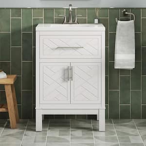 Accra 24 in. W x 19.2 in. D x 36.1 in. H Single Sink Freestanding Bath Vanity in White with Quartz Top