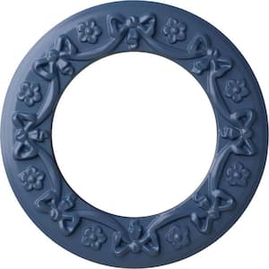 7/8" x 12-1/4" x 12-1/4" Polyurethane Ribbon with Bow Ceiling Medallion, Hand-Painted Americana