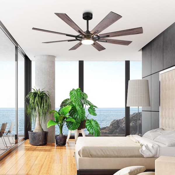 60 in. Indoor Modern Downrod Matte Black Smart Ceiling Fan with Light and Remote/APP Control