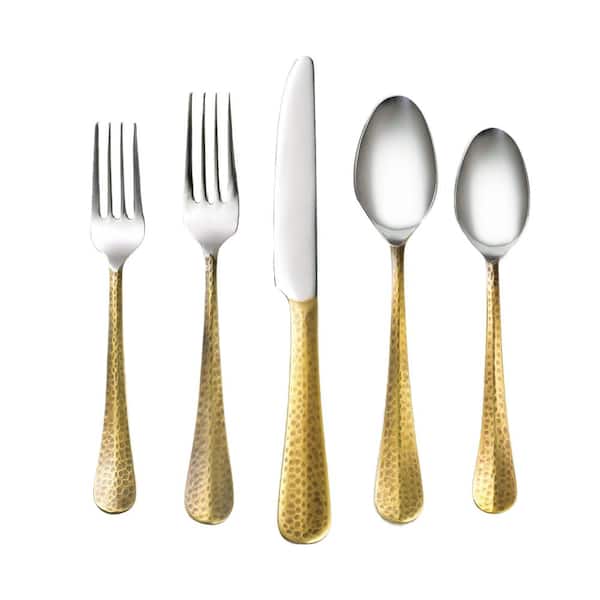 Cambridge Jessamine Antiqued Brass 20-Piece Flatware Set
