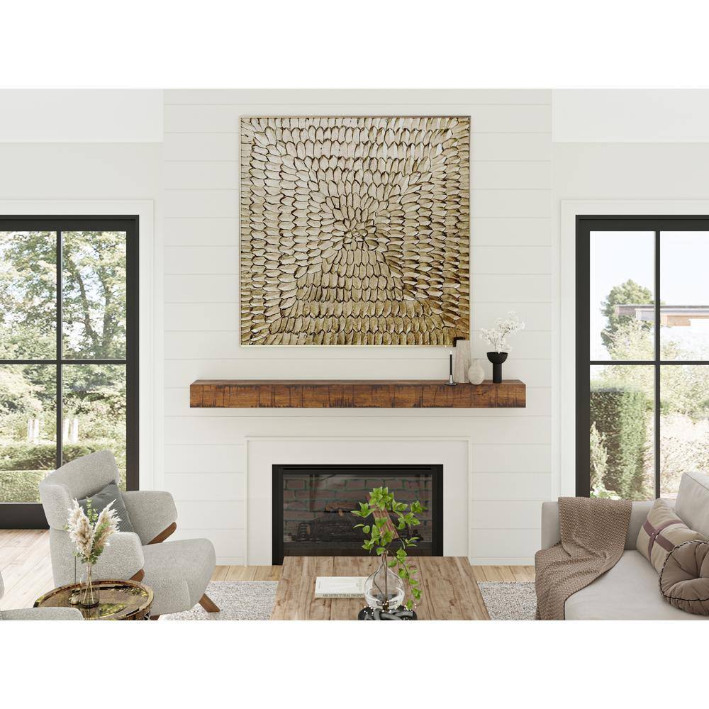 36" Dark Chocolate Wood Rustic Mantel Shelf
