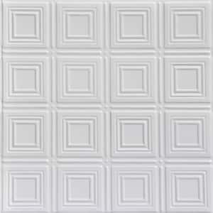 Shanko White 2 ft. x 2 ft. Decorative Tin Style Lay-in Ceiling Tile (48 sq. ft./case)